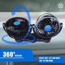 VENTILADOR DOBLE PARA CARRO NEGRO