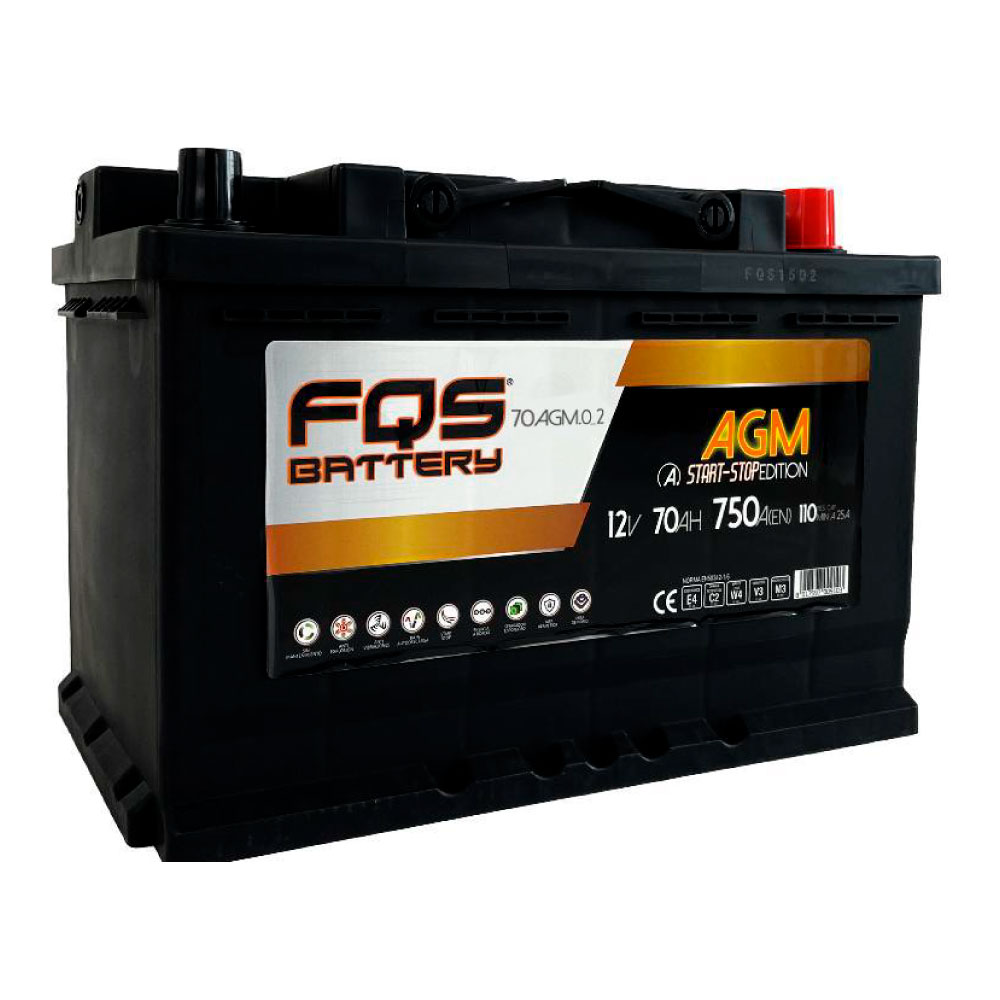 BATERIA AGM FQS L3 12 70AH 750A EN +D