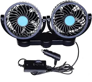 VENTILADOR DOBLE PARA CARRO NEGRO